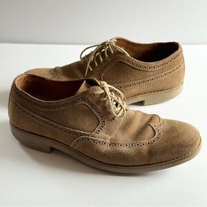Johnston & Murphy Men's Suede Tan/Beige Camel Wingtip Oxford Shoes Size 8.5